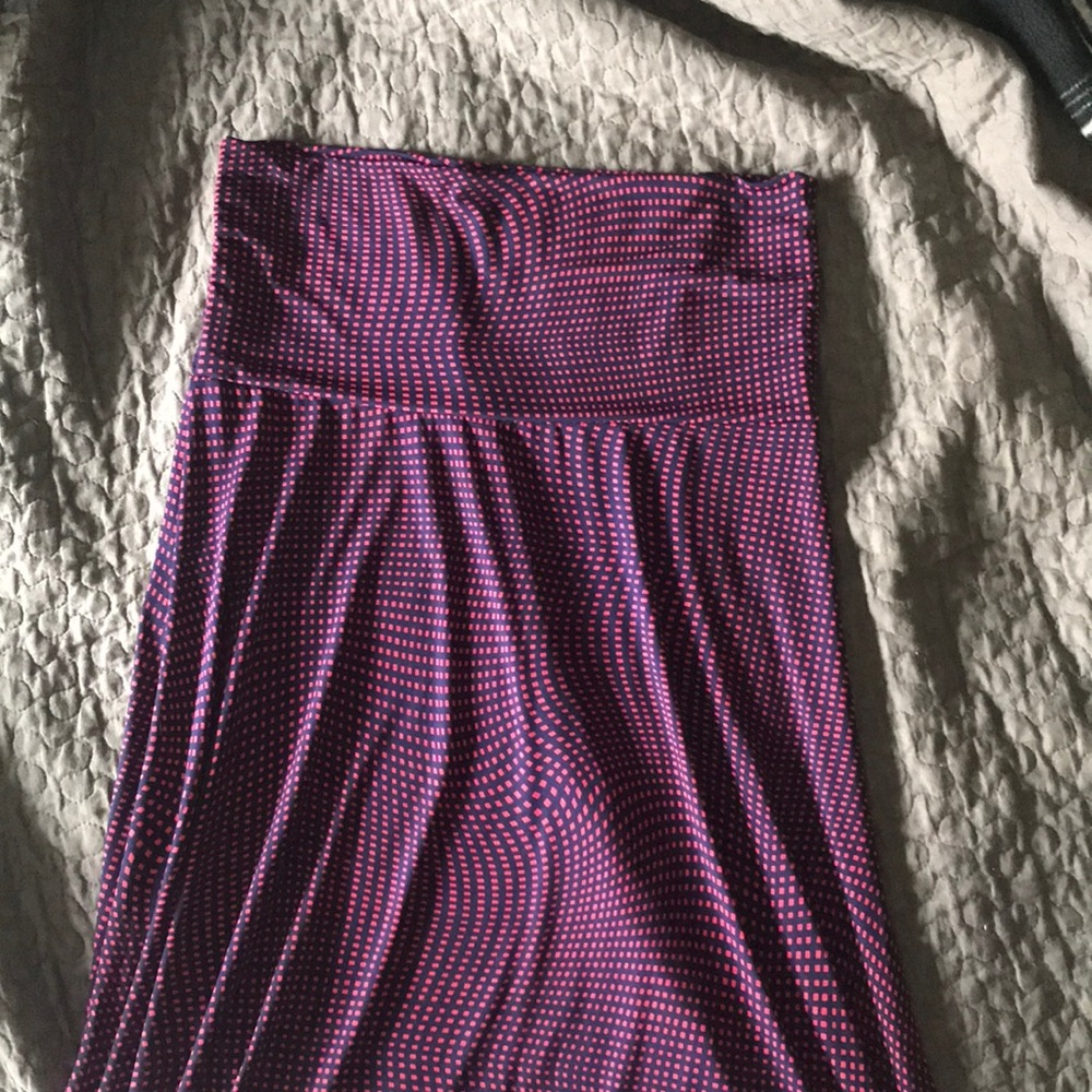 LuLaRoe blue and red square printed maxi